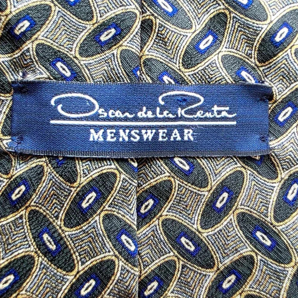 Tie Oscar‎ de la Renta Menswear Necktie Geometric Oval Pattern Silk Tie
